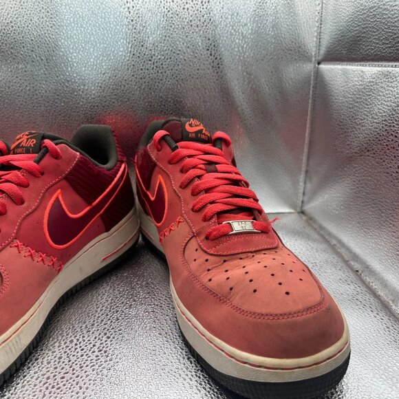Size 12 Nike Air Force 1 Low Mens Fusion Red Lace-Up Athletic Sneaker 488298-611 - Picture 5 of 11